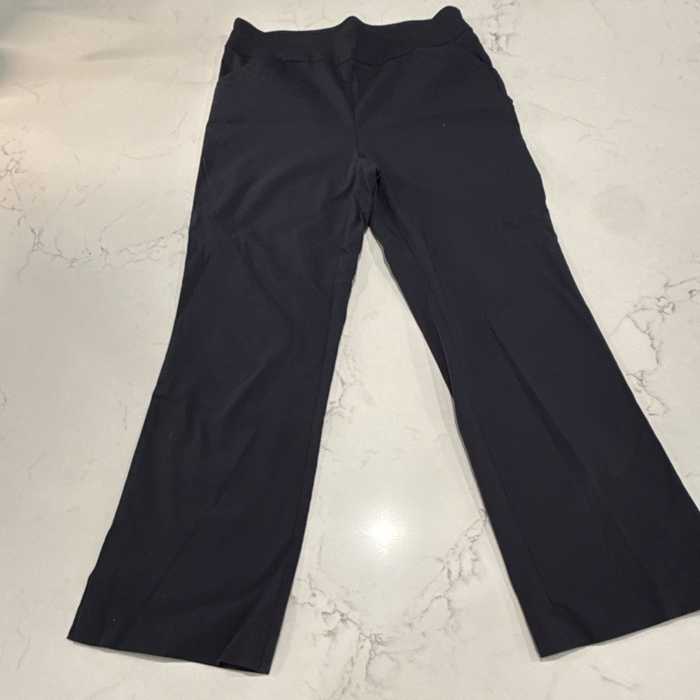 Counterparts Womens S Black Solid Pull-On Dress Pants Flare Leg Slit Hem